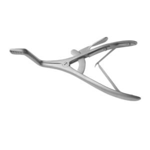 Dental extraction forceps with curved beaks and locking hinge in stainless steel